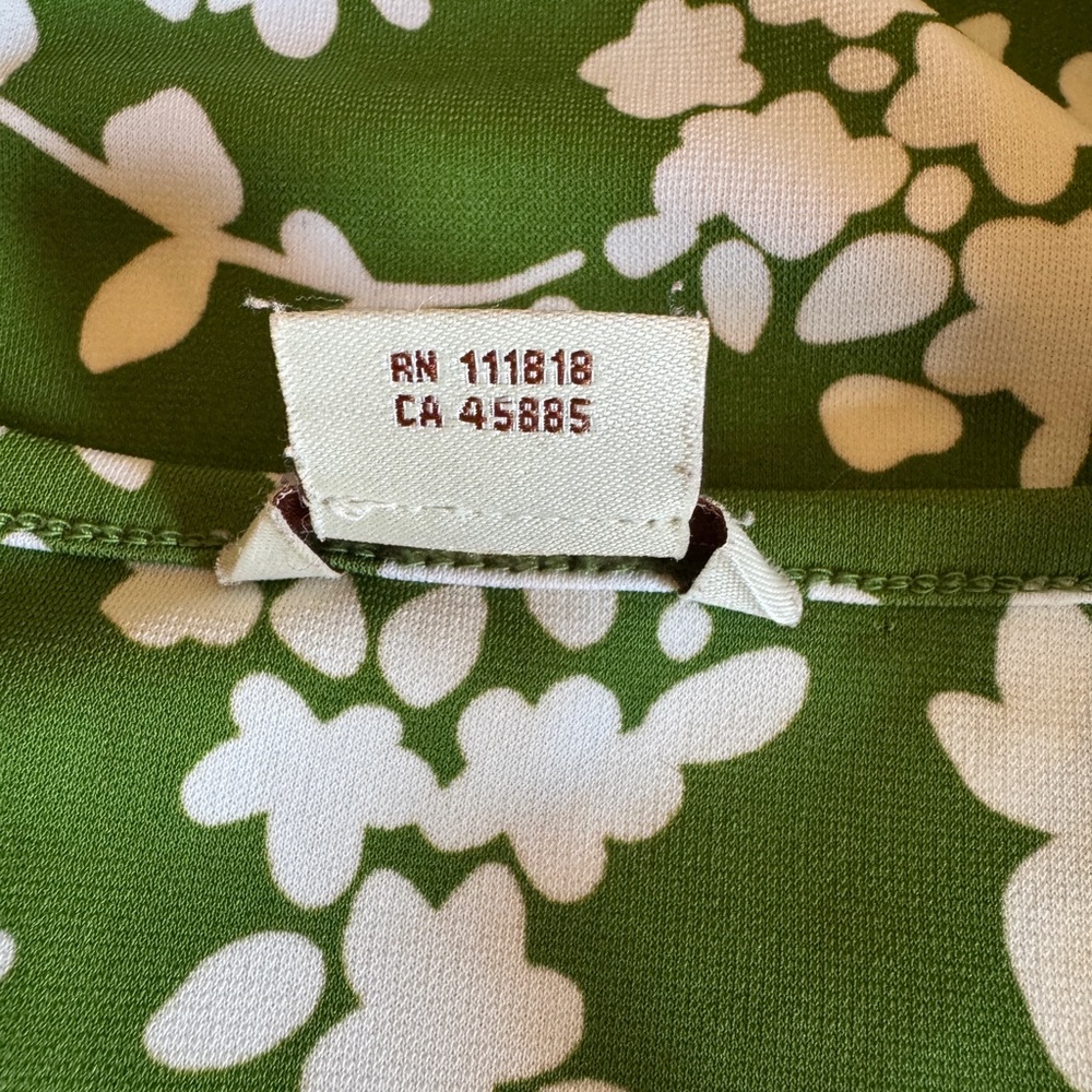 Michael Kors Top Sleeveless Kelly Green White Floral Side pull Scrunch Fitted M - Picture 8 of 11